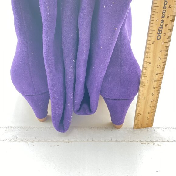 Purple Women Comfortable Low Heel Pull on Stylish Knee High Boot Square Toe Boot - Picture 4 of 6